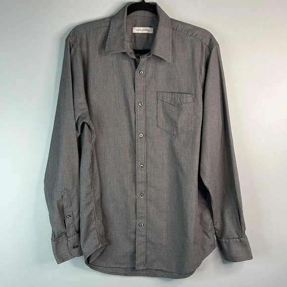 JAMES CAMPBELL Long Sleeve Dress Shirt Textured Cotton Print Grey Size M - Picture 13 of 13